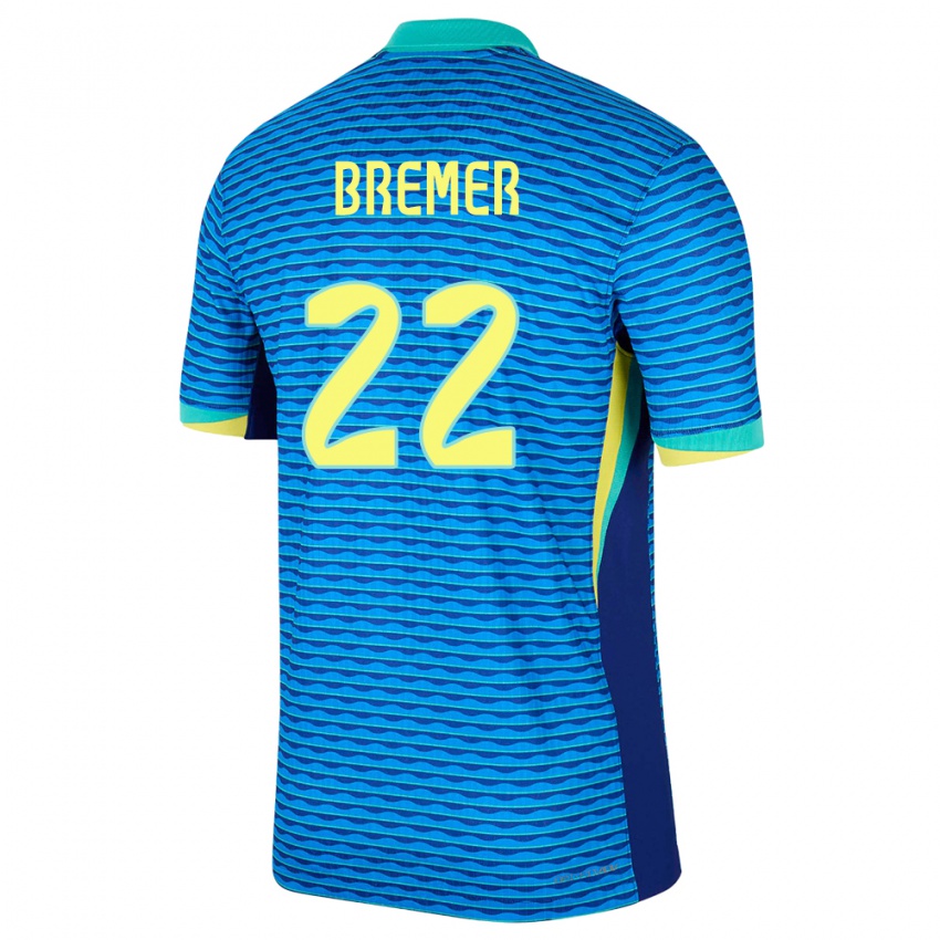 Niño Camiseta Brasil Bremer #22 Azul 2ª Equipación 24-26 La Camisa México