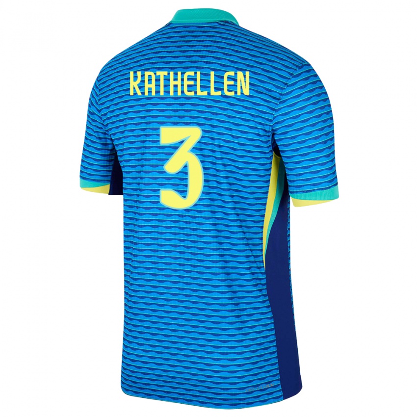 Niño Camiseta Brasil Kathellen #3 Azul 2ª Equipación 24-26 La Camisa México
