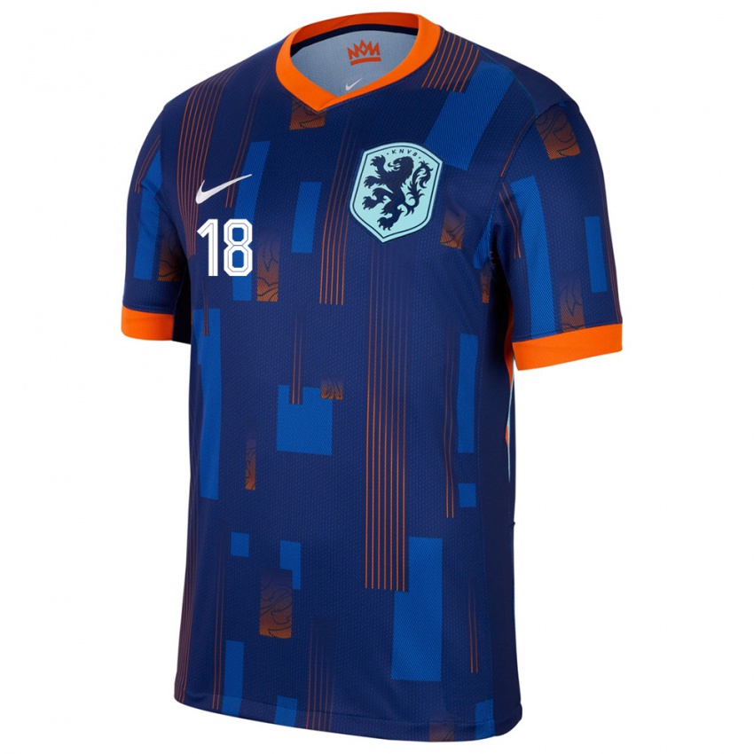 Niño Camiseta Países Bajos Kerstin Casparij #18 Azul 2ª Equipación 24-26 La Camisa México