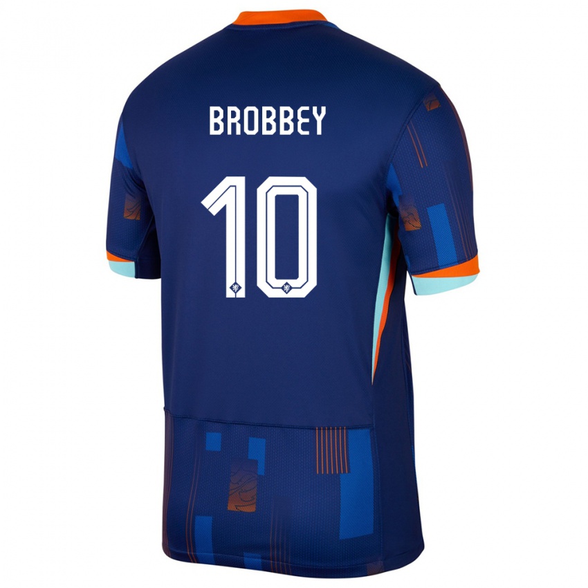 Niño Camiseta Países Bajos Brian Brobbey #10 Azul 2ª Equipación 24-26 La Camisa México