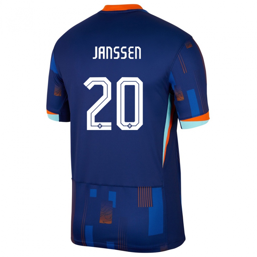 Niño Camiseta Países Bajos Dominique Janssen #20 Azul 2ª Equipación 24-26 La Camisa México