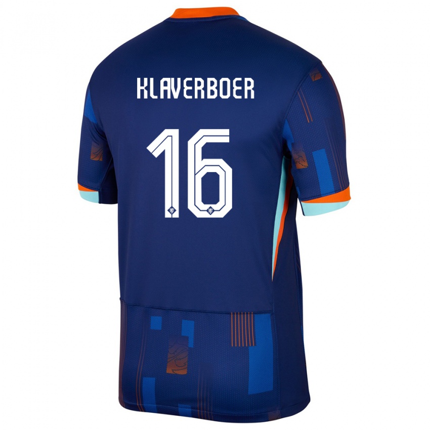 Niño Camiseta Países Bajos Bernt Klaverboer #16 Azul 2ª Equipación 24-26 La Camisa México