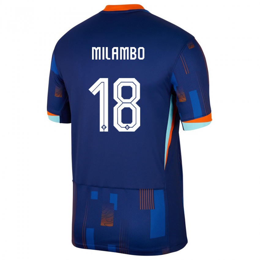 Niño Camiseta Países Bajos Antoni Milambo #18 Azul 2ª Equipación 24-26 La Camisa México