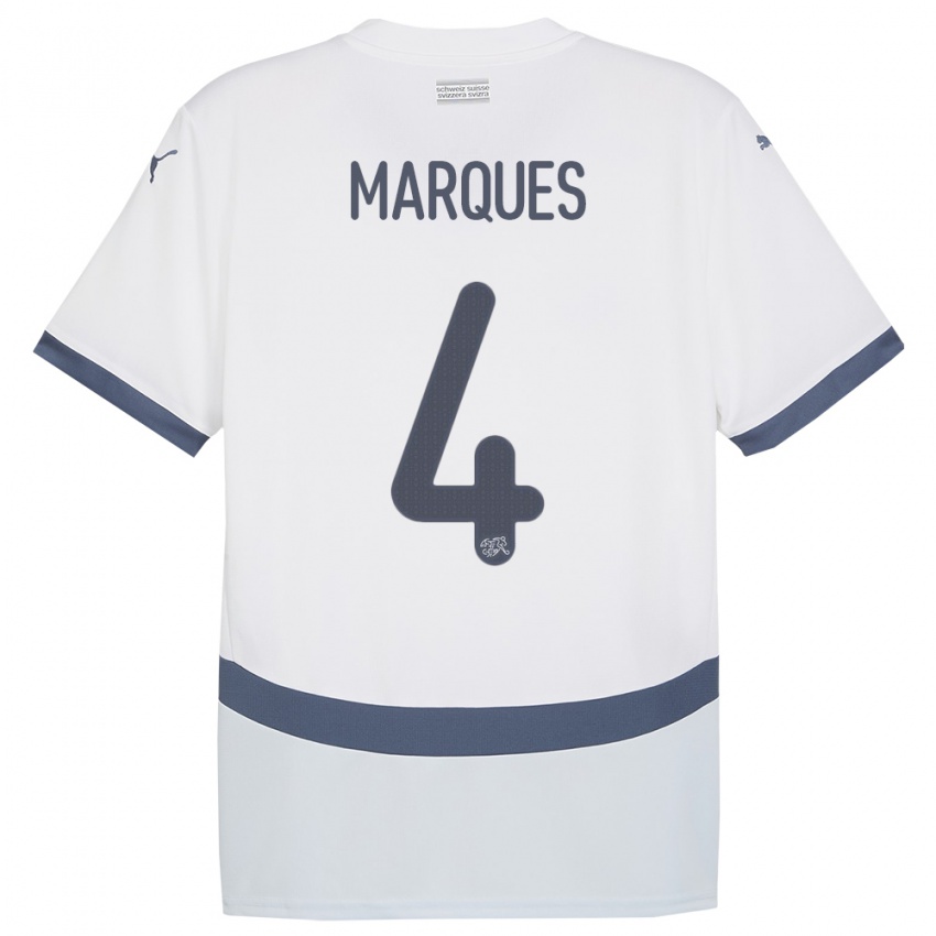 Niño Camiseta Suiza Christian Marques #4 Blanco 2ª Equipación 24-26 La Camisa México