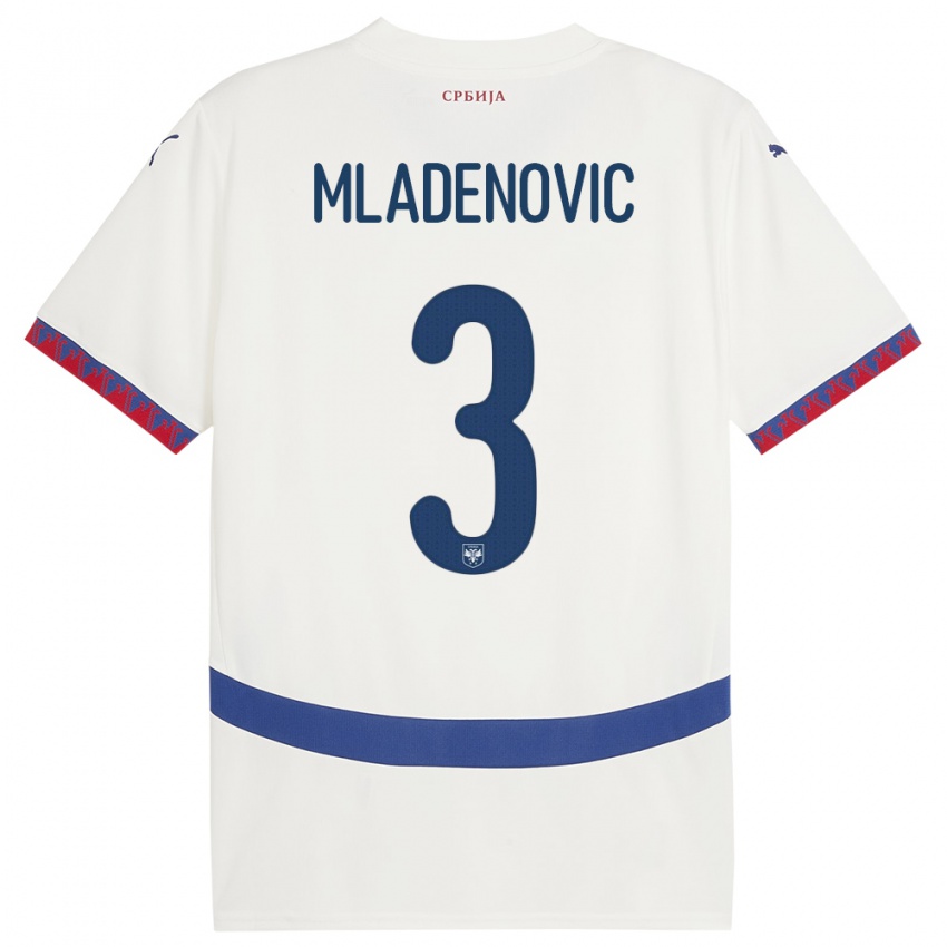 Niño Camiseta Serbia Filip Mladenovic #3 Blanco 2ª Equipación 24-26 La Camisa México