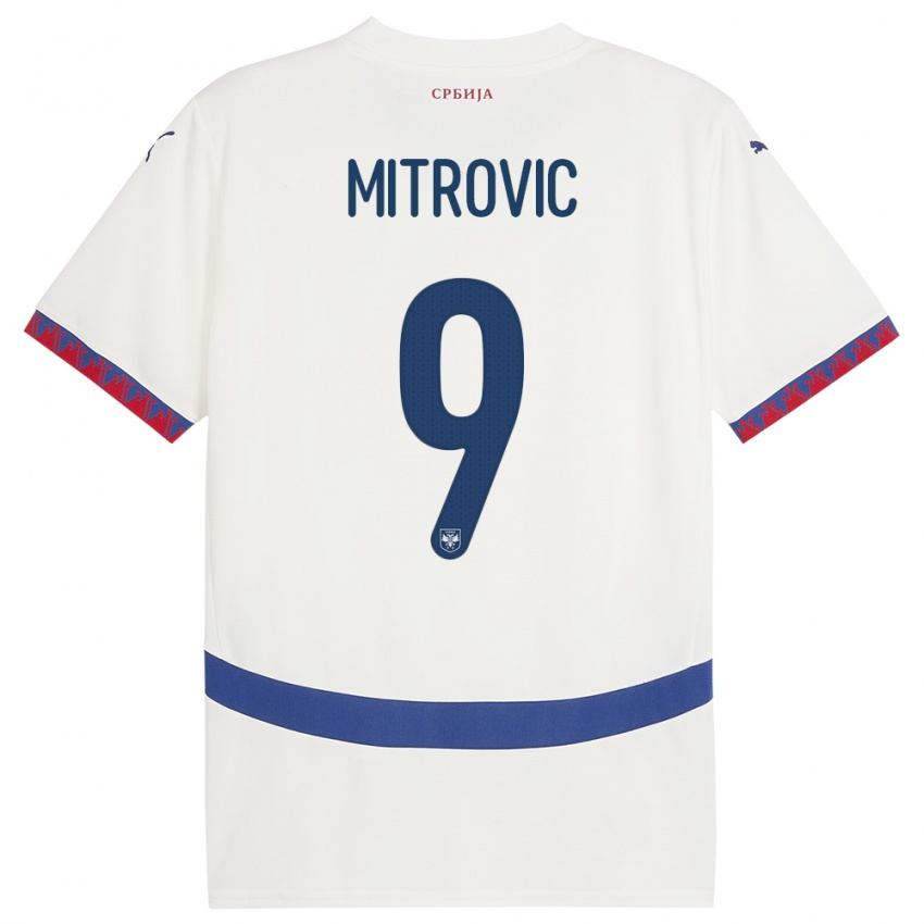 Niño Camiseta Serbia Aleksandar Mitrovic #9 Blanco 2ª Equipación 24-26 La Camisa México