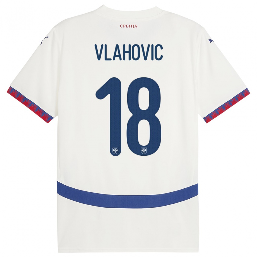 Niño Camiseta Serbia Dusan Vlahovic #18 Blanco 2ª Equipación 24-26 La Camisa México