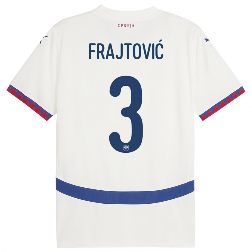 Niño Camiseta Serbia Andela Frajtovic #3 Blanco 2ª Equipación 24-26 La Camisa México