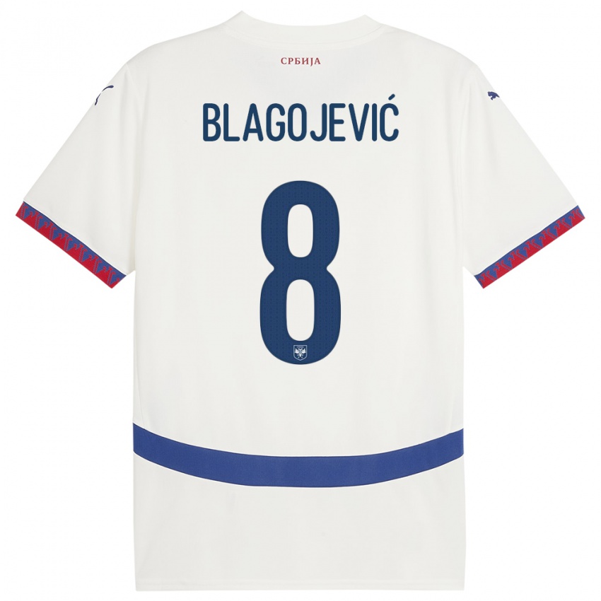 Niño Camiseta Serbia Dina Blagojevic #8 Blanco 2ª Equipación 24-26 La Camisa México