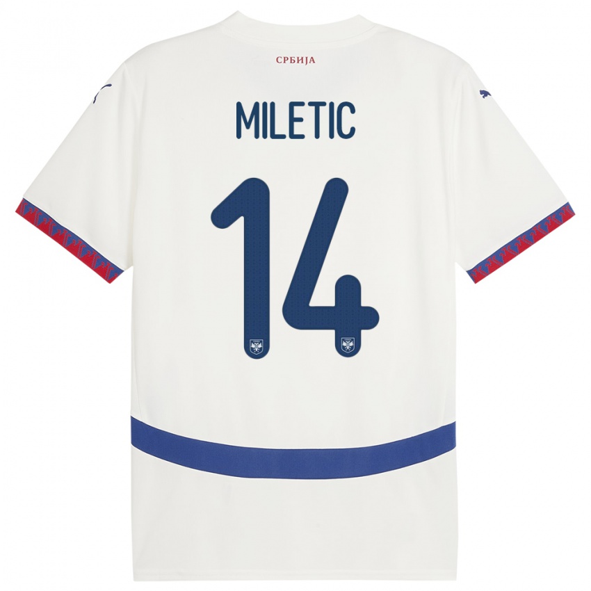 Niño Camiseta Serbia Vladimir Miletic #14 Blanco 2ª Equipación 24-26 La Camisa México