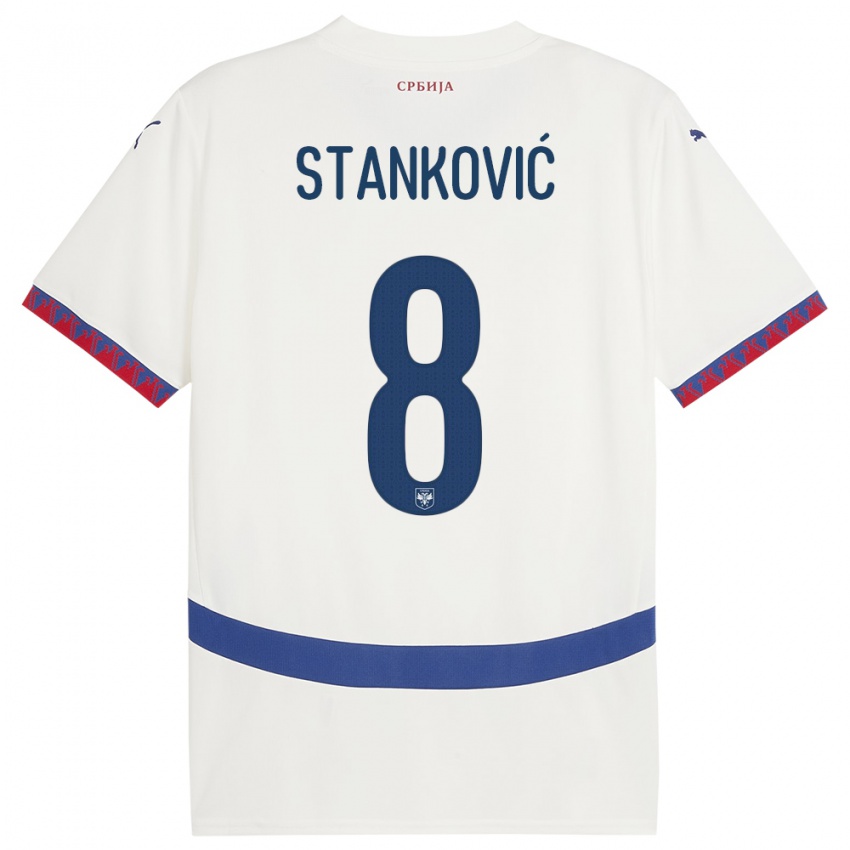 Niño Camiseta Serbia Aleksandar Stankovic #8 Blanco 2ª Equipación 24-26 La Camisa México
