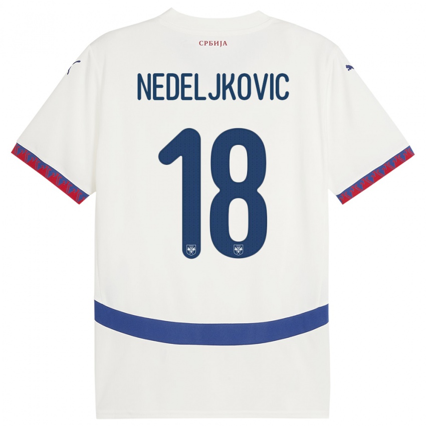 Niño Camiseta Serbia Kosta Nedeljkovic #18 Blanco 2ª Equipación 24-26 La Camisa México