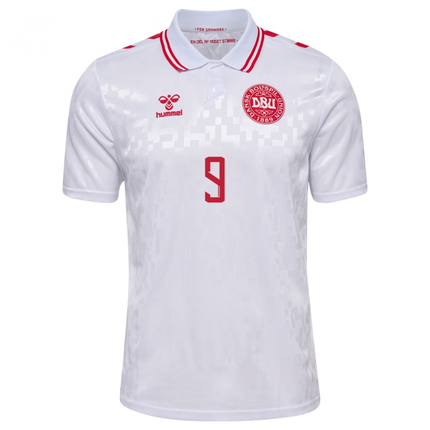 Niño Camiseta Dinamarca Oliver Ross #9 Blanco 2ª Equipación 24-26 La Camisa México