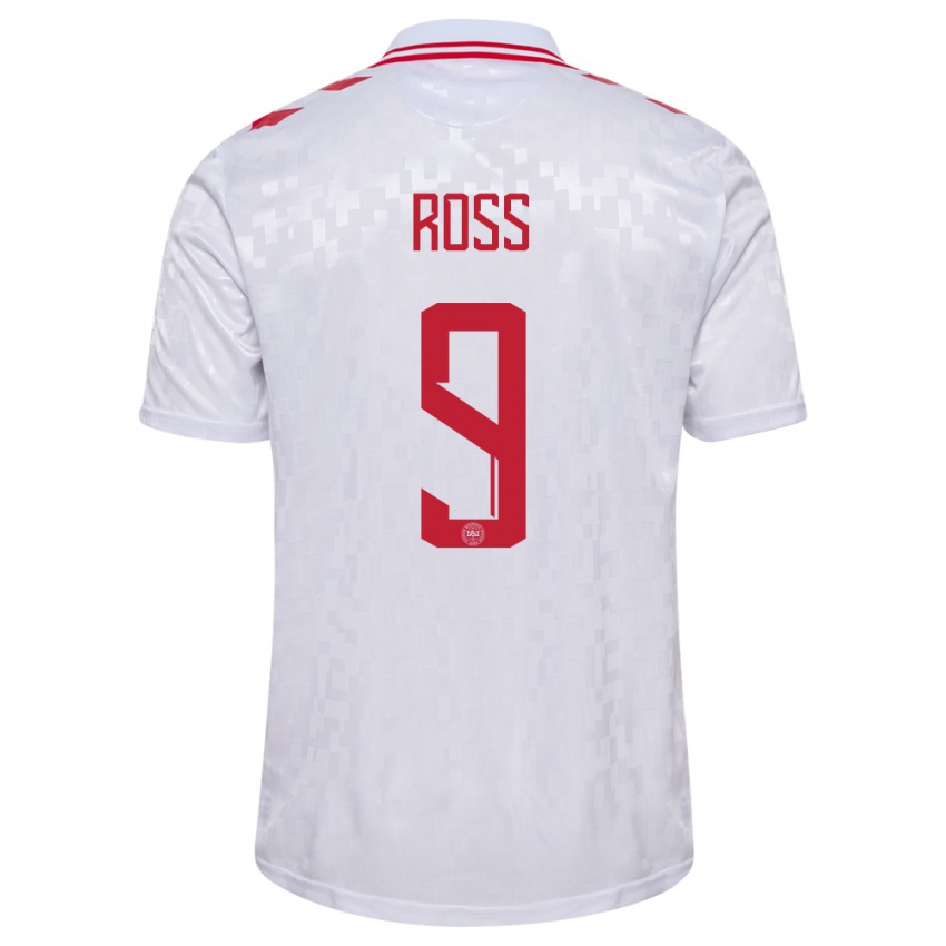 Niño Camiseta Dinamarca Oliver Ross #9 Blanco 2ª Equipación 24-26 La Camisa México
