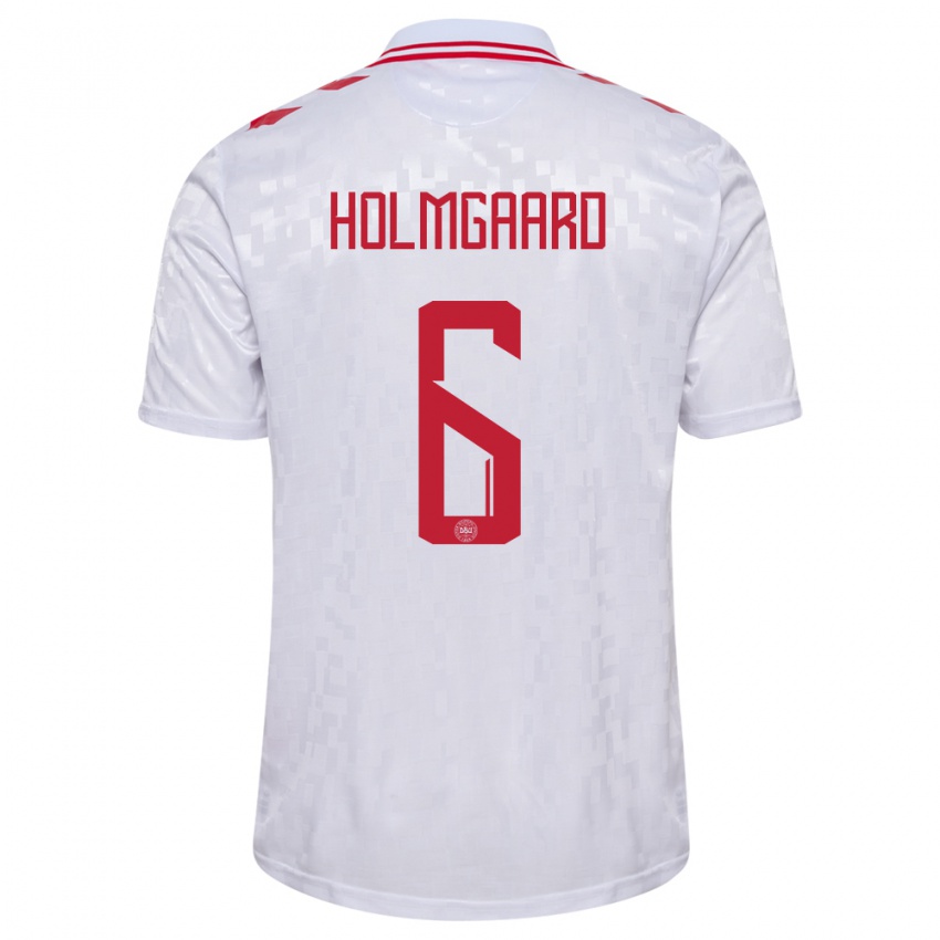 Niño Camiseta Dinamarca Karen Holmgaard #6 Blanco 2ª Equipación 24-26 La Camisa México