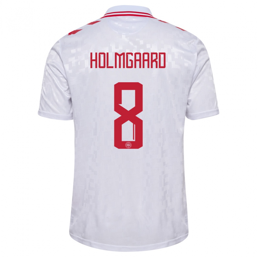 Niño Camiseta Dinamarca Sara Holmgaard #8 Blanco 2ª Equipación 24-26 La Camisa México