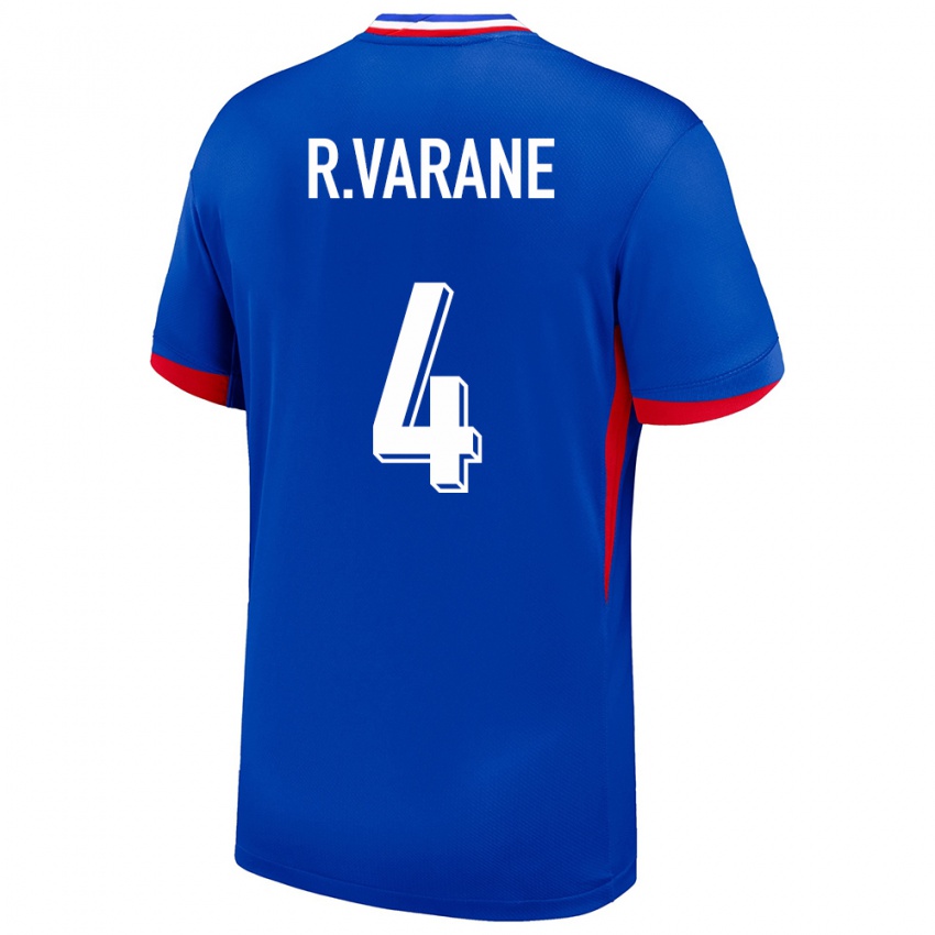 Hombre Camiseta Francia Raphael Varane #4 Azul 1ª Equipación 24-26 La Camisa México