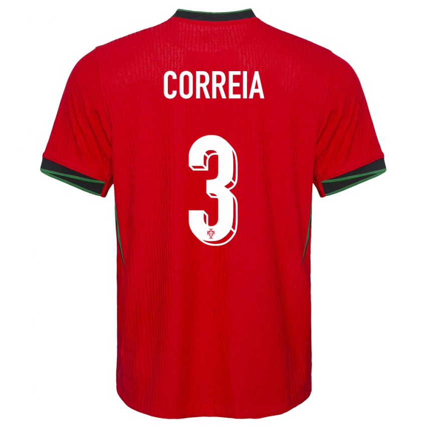 Hombre Camiseta Portugal Alicia Correia #3 Rojo 1ª Equipación 24-26 La Camisa México