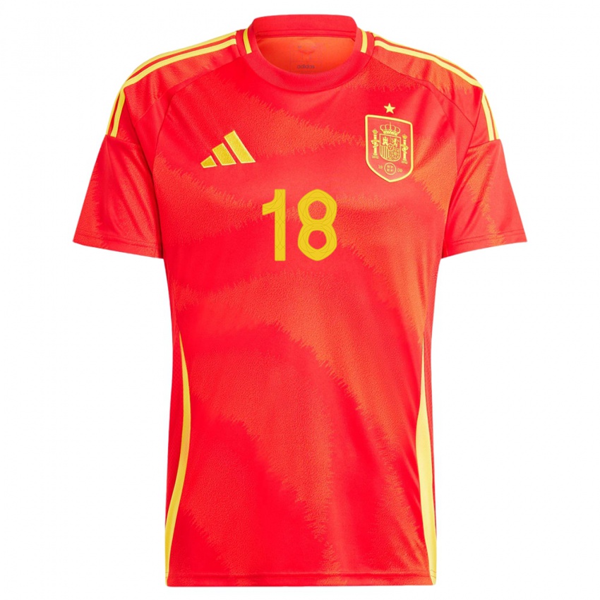 Hombre Camiseta España Daniel Requena #18 Rojo 1ª Equipación 24-26 La Camisa México