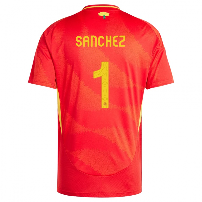 Hombre Camiseta España Robert Sanchez #1 Rojo 1ª Equipación 24-26 La Camisa México