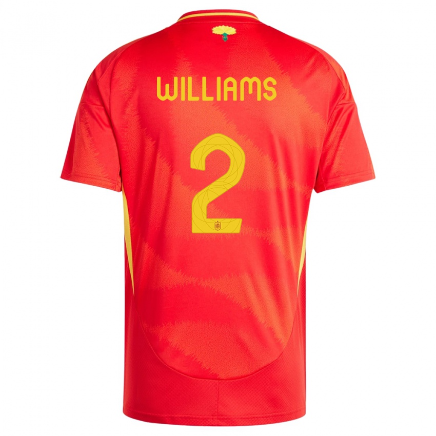 Hombre Camiseta España Nico Williams #2 Rojo 1ª Equipación 24-26 La Camisa México