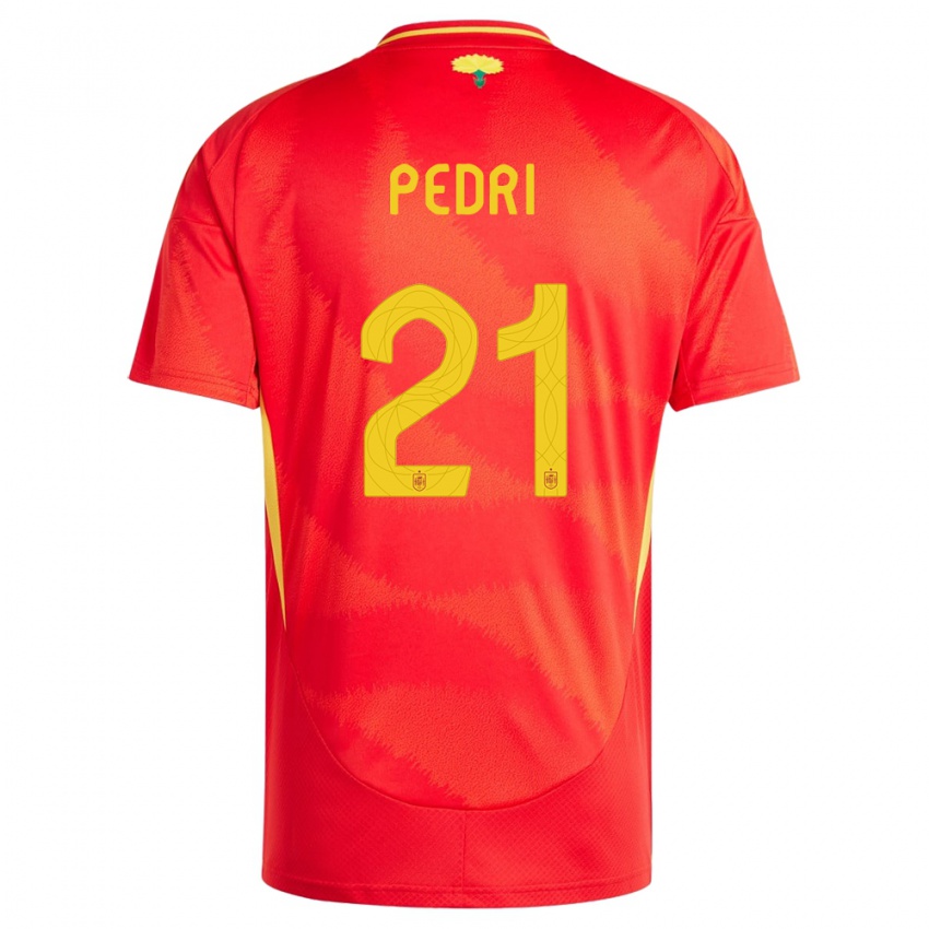 Hombre Camiseta España Pedri #21 Rojo 1ª Equipación 24-26 La Camisa México