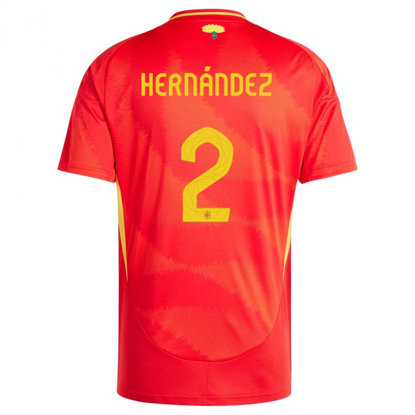 Hombre Camiseta España Oihane Hernandez #2 Rojo 1ª Equipación 24-26 La Camisa México