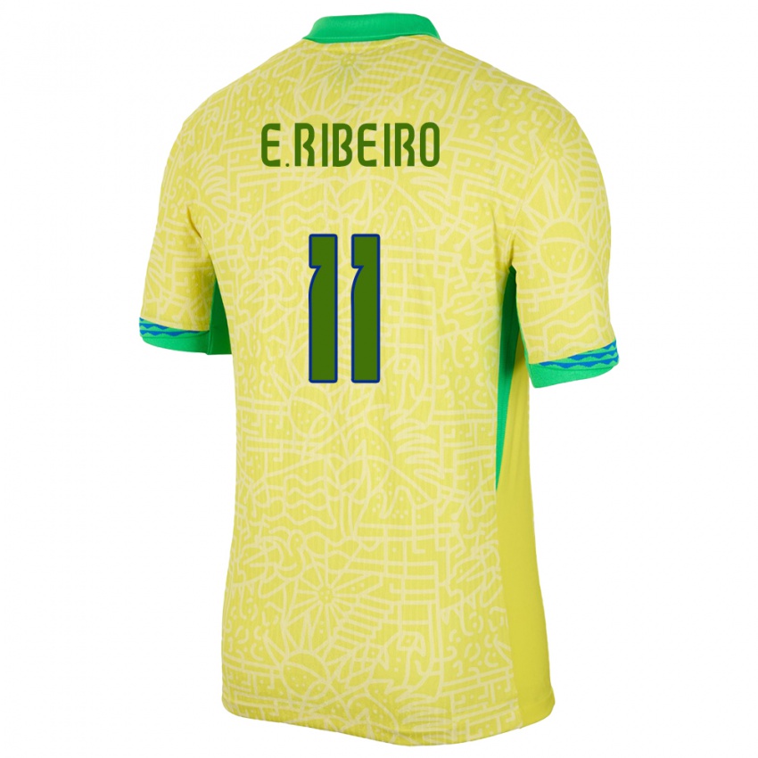 Hombre Camiseta Brasil Everton Ribeiro #11 Amarillo 1ª Equipación 24-26 La Camisa México