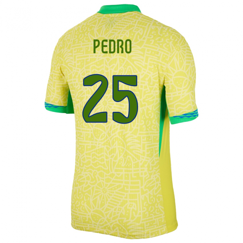 Hombre Camiseta Brasil Pedro #25 Amarillo 1ª Equipación 24-26 La Camisa México