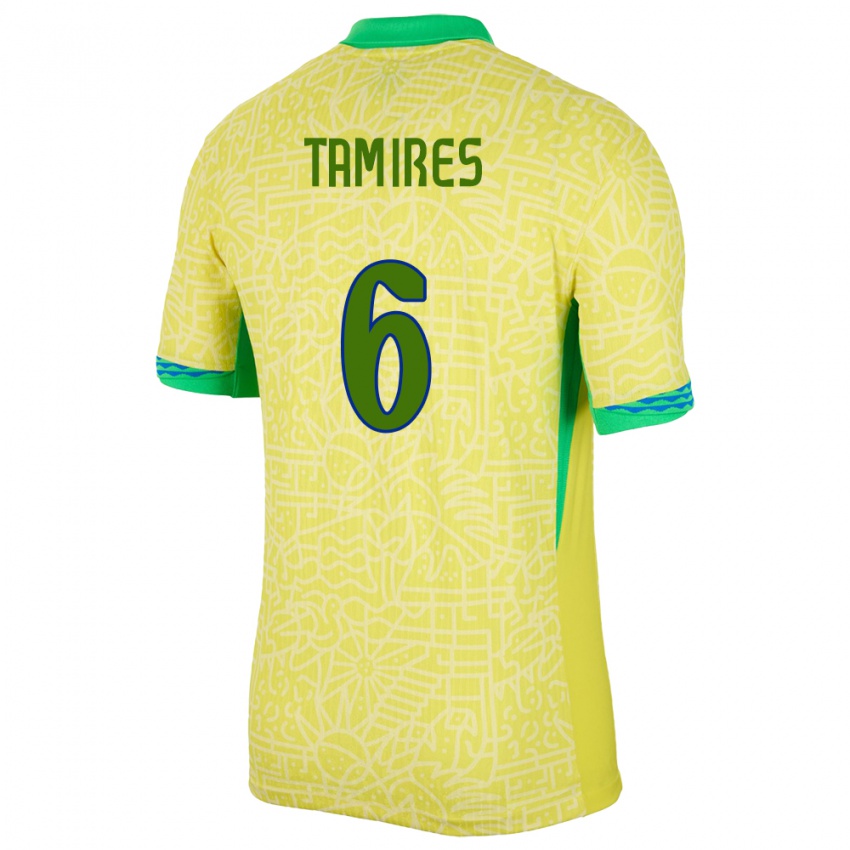 Hombre Camiseta Brasil Tamires #6 Amarillo 1ª Equipación 24-26 La Camisa México