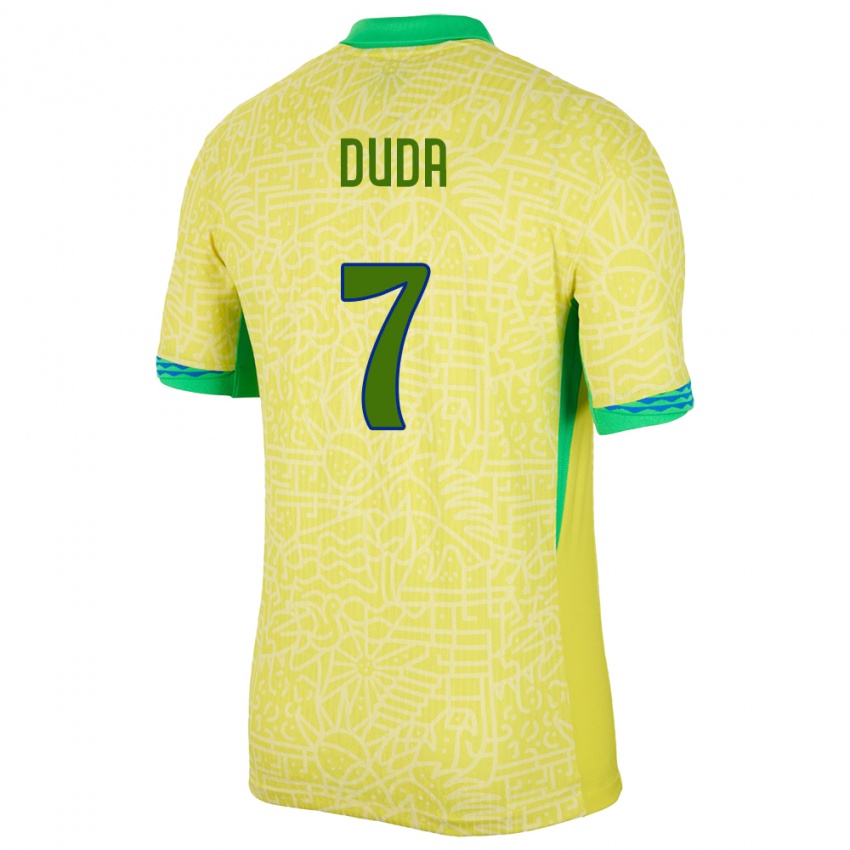 Hombre Camiseta Brasil Duda Francelino #7 Amarillo 1ª Equipación 24-26 La Camisa México