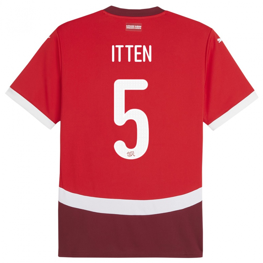 Hombre Camiseta Suiza Cedric Itten #5 Rojo 1ª Equipación 24-26 La Camisa México