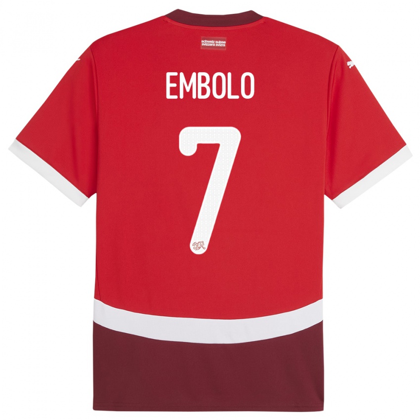 Hombre Camiseta Suiza Breel Embolo #7 Rojo 1ª Equipación 24-26 La Camisa México