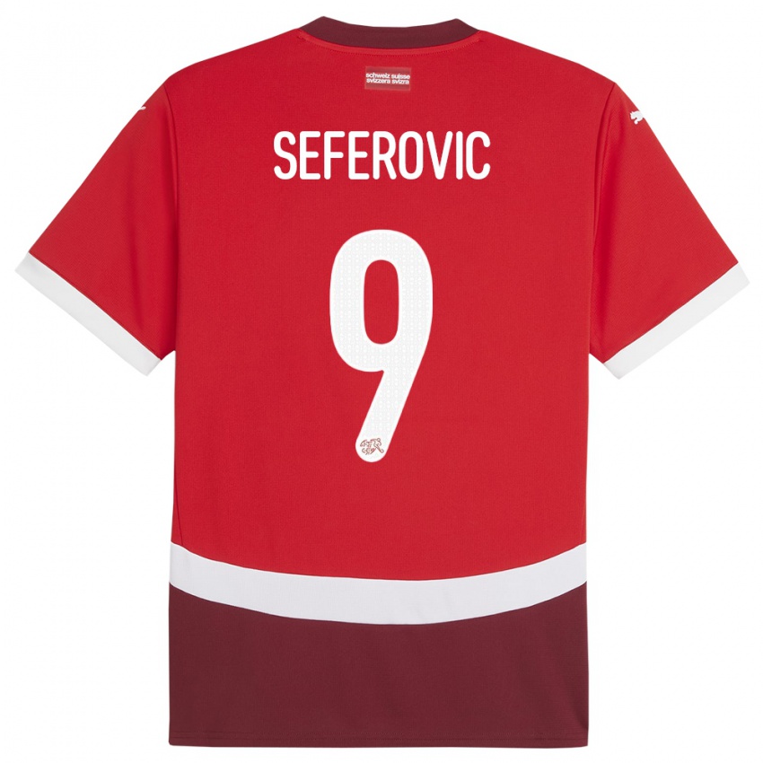 Hombre Camiseta Suiza Haris Seferovic #9 Rojo 1ª Equipación 24-26 La Camisa México