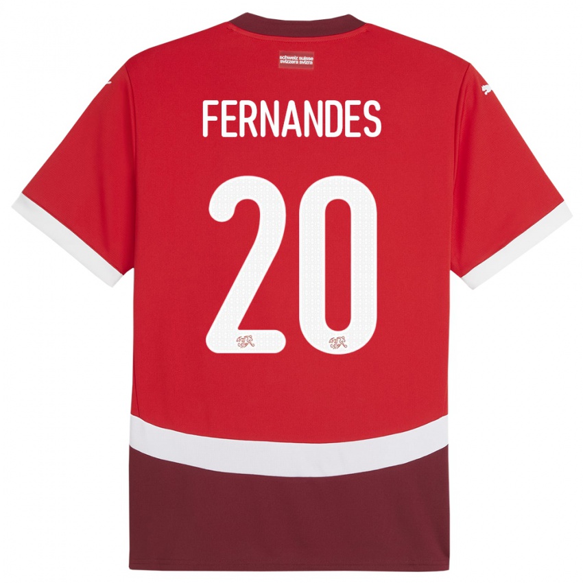 Hombre Camiseta Suiza Edimilson Fernandes #20 Rojo 1ª Equipación 24-26 La Camisa México