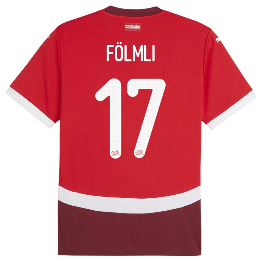 Hombre Camiseta Suiza Svenja Folmli #17 Rojo 1ª Equipación 24-26 La Camisa México