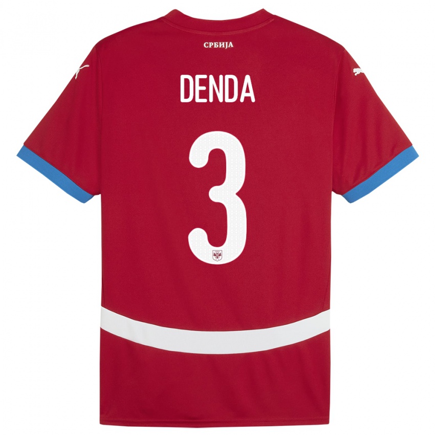 Hombre Camiseta Serbia Milica Denda #3 Rojo 1ª Equipación 24-26 La Camisa México