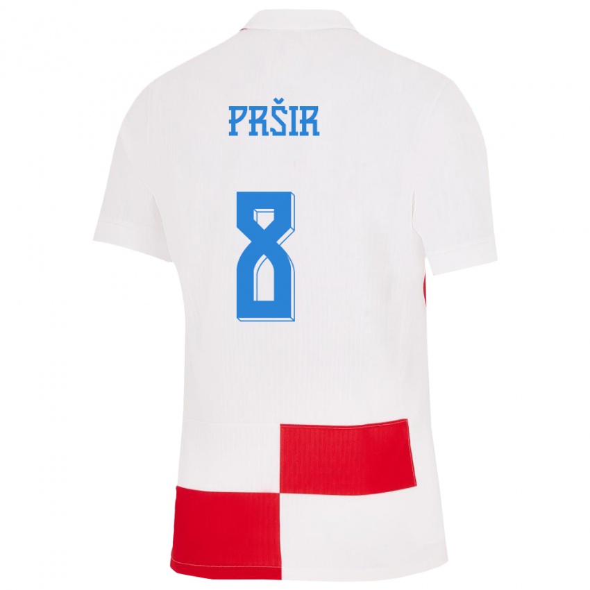Hombre Camiseta Croacia Jurica Prsir #8 Blanco Rojo 1ª Equipación 24-26 La Camisa México