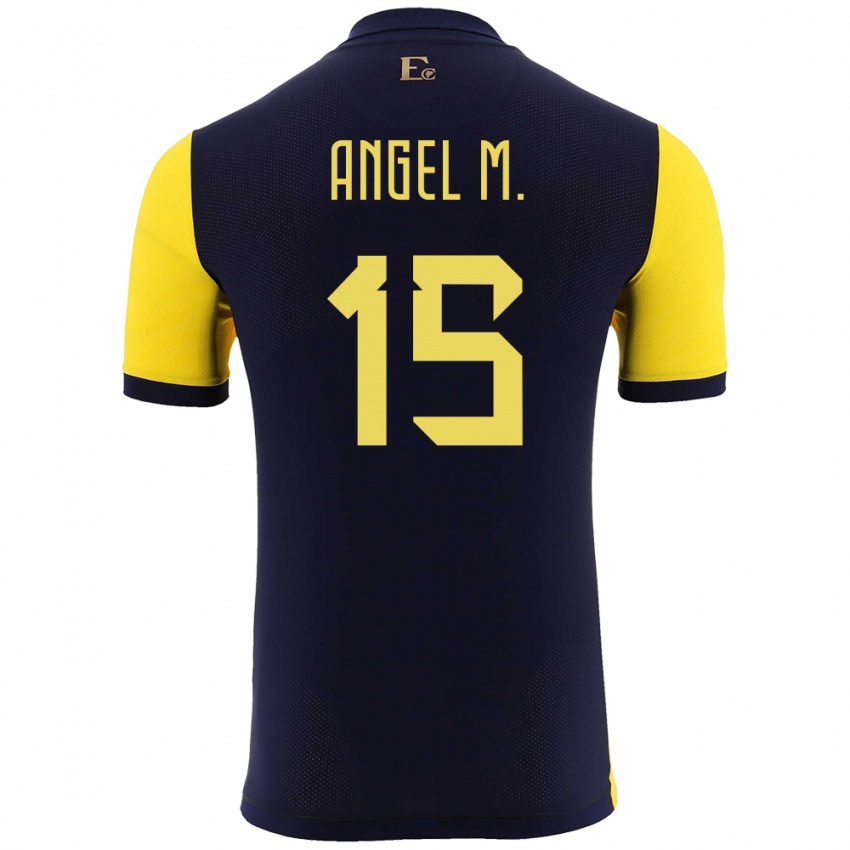 Hombre Camiseta Ecuador Angel Mena #15 Amarillo 1ª Equipación 24-26 La Camisa México