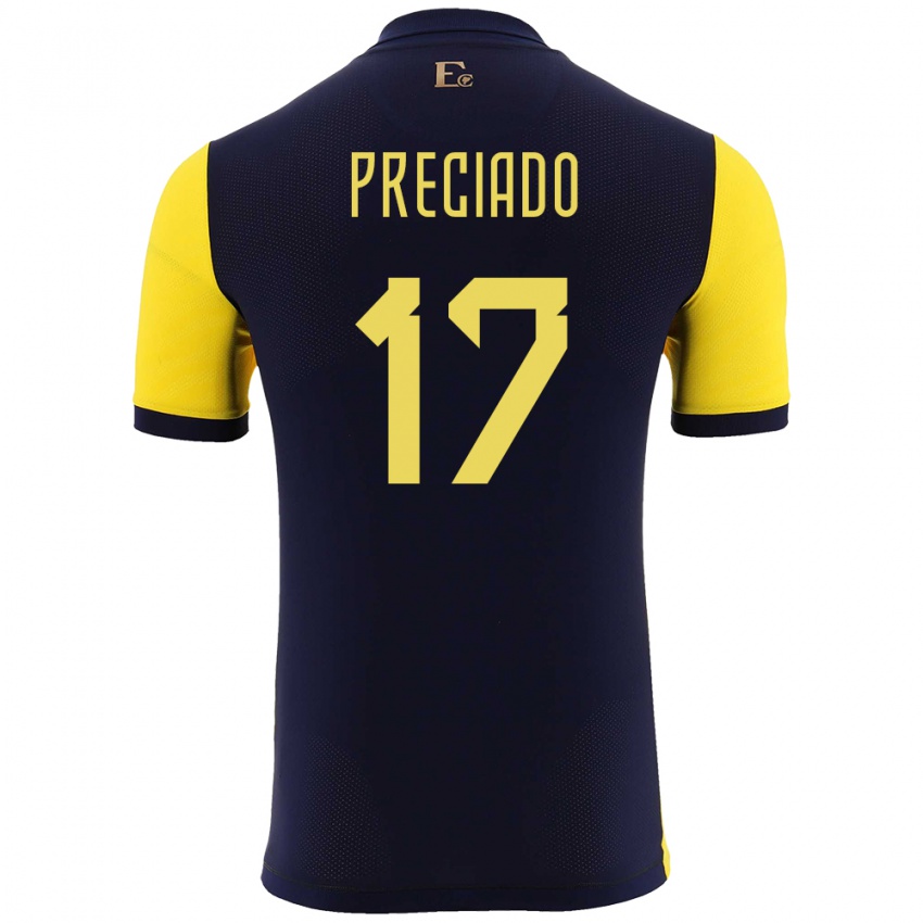 Hombre Camiseta Ecuador Angelo Preciado #17 Amarillo 1ª Equipación 24-26 La Camisa México