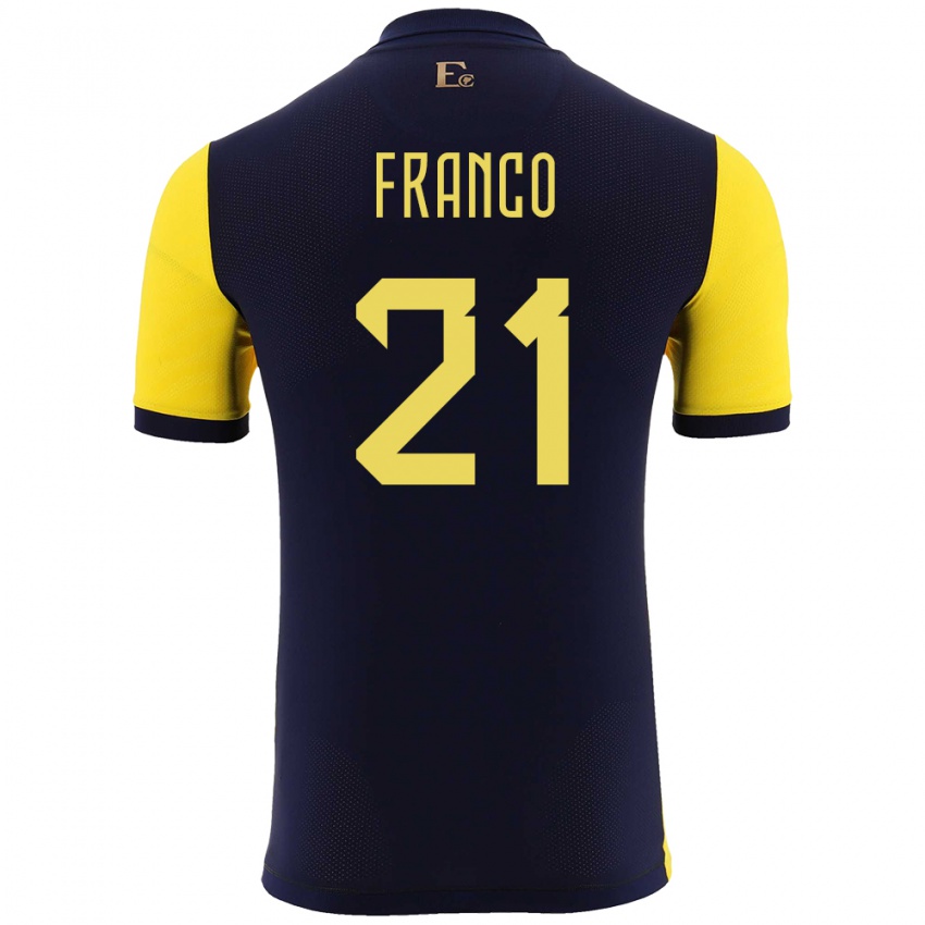 Hombre Camiseta Ecuador Alan Franco #21 Amarillo 1ª Equipación 24-26 La Camisa México