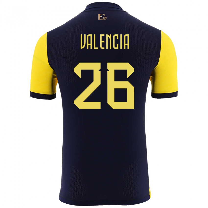 Hombre Camiseta Ecuador Anthony Valencia #26 Amarillo 1ª Equipación 24-26 La Camisa México