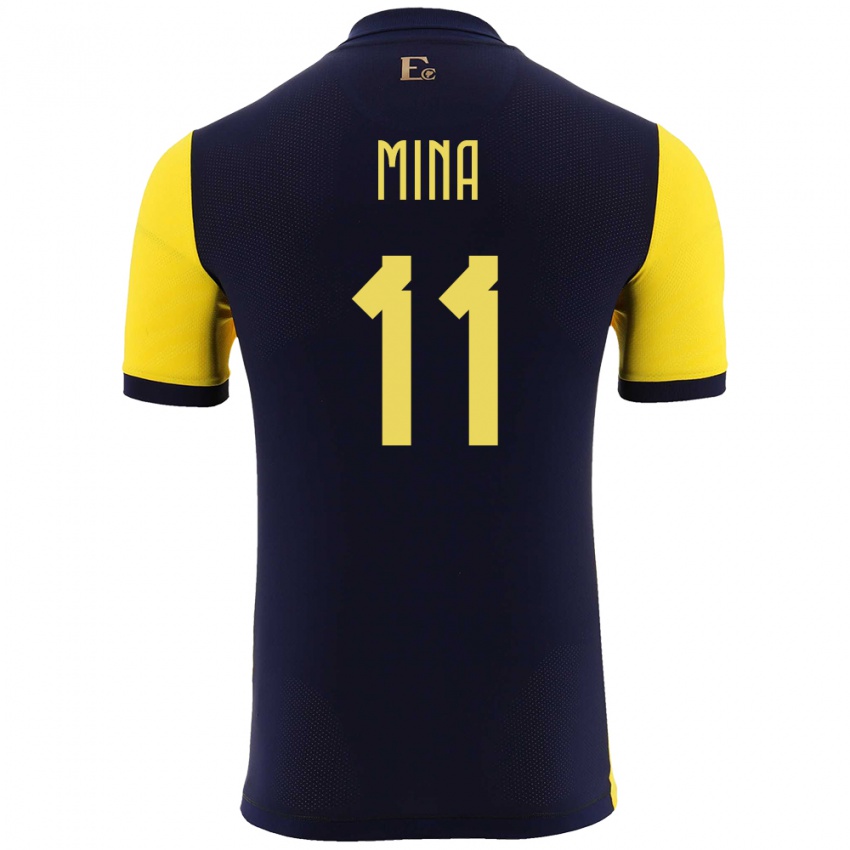 Hombre Camiseta Ecuador Ariel Mina #11 Amarillo 1ª Equipación 24-26 La Camisa México