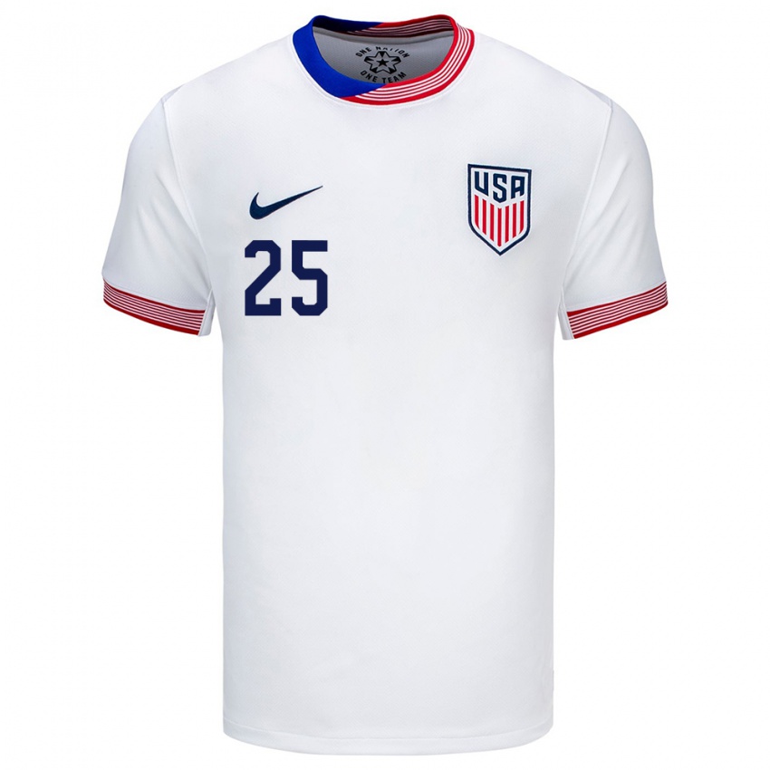 Hombre Camiseta Estados Unidos Savannah Demelo #25 Blanco 1ª Equipación 24-26 La Camisa México