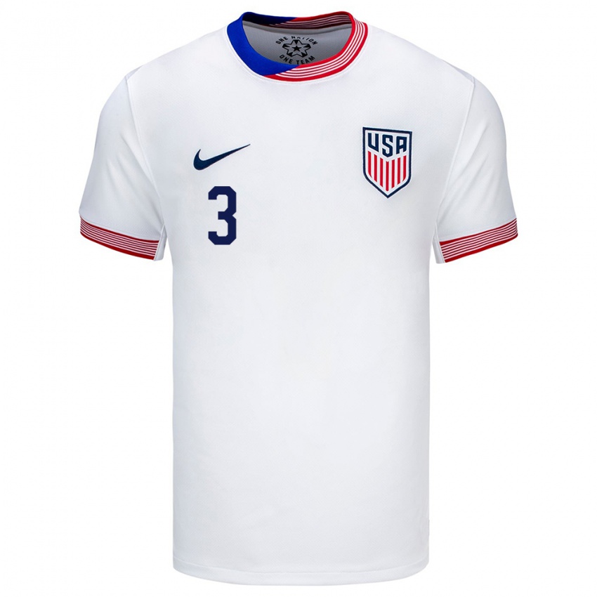 Hombre Camiseta Estados Unidos Walker Zimmerman #3 Blanco 1ª Equipación 24-26 La Camisa México