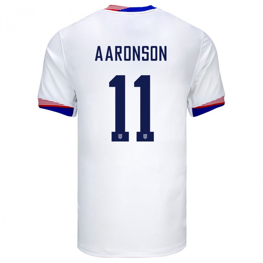 Hombre Camiseta Estados Unidos Brenden Aaronson #11 Blanco 1ª Equipación 24-26 La Camisa México