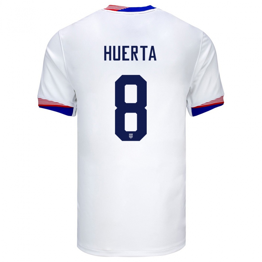 Hombre Camiseta Estados Unidos Sofia Huerta #8 Blanco 1ª Equipación 24-26 La Camisa México