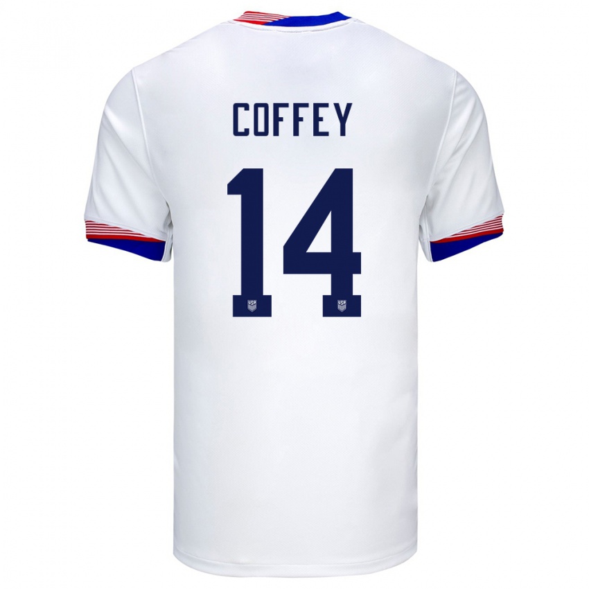 Hombre Camiseta Estados Unidos Sam Coffey #14 Blanco 1ª Equipación 24-26 La Camisa México