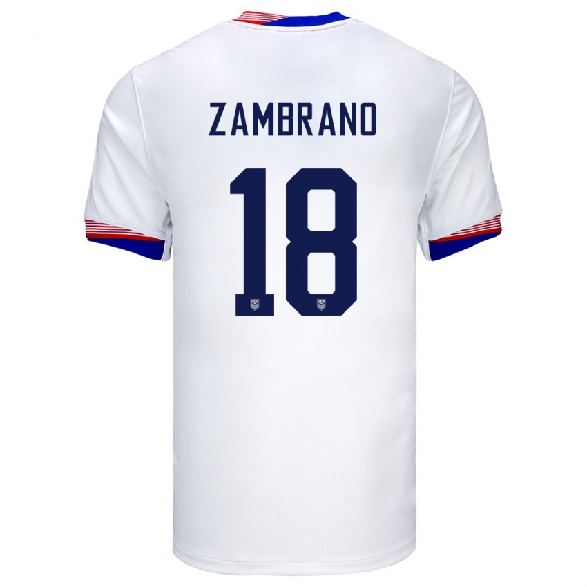 Hombre Camiseta Estados Unidos Marcos Zambrano #18 Blanco 1ª Equipación 24-26 La Camisa México