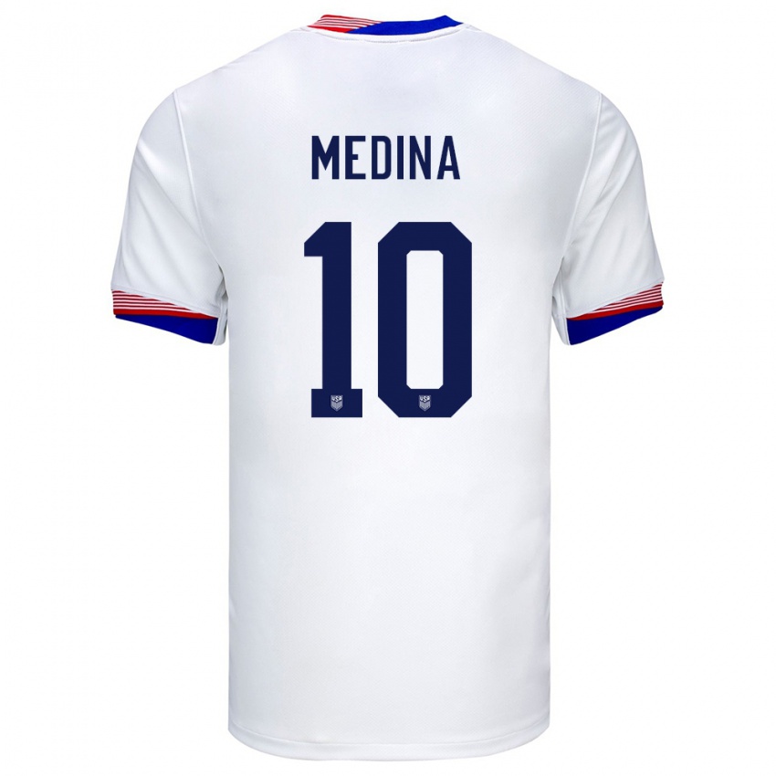 Hombre Camiseta Estados Unidos Cruz Medina #10 Blanco 1ª Equipación 24-26 La Camisa México